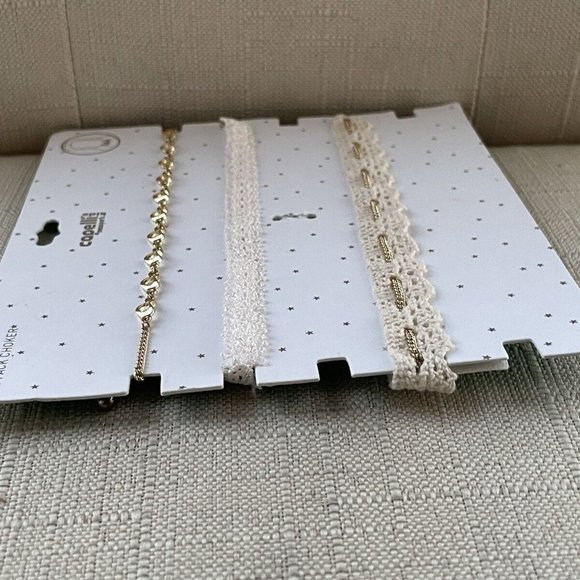 Capelli Kids Choker Necklace White Lace Gold Tone Chain Necklace Fashion Jewelry - Picture 4 of 11